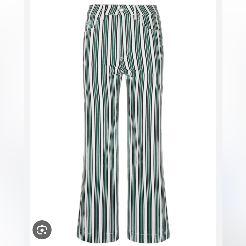 NWOT Alexa Chung x AG Wide Leg high rise Green stripe Jean/ pants
